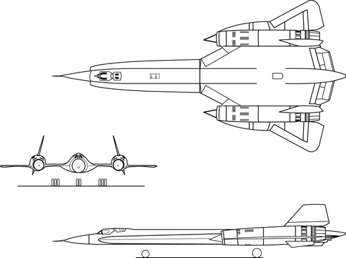 رسم تخطيطي مُسقط بشكل متعامد لطائرة لوكهيد YF-12