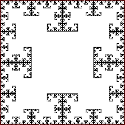 A point inside a square repeatedly jumps half of the distance towards a randomly chosen vertex, but the currently chosen vertex cannot be 2 places away from the previously chosen vertex.