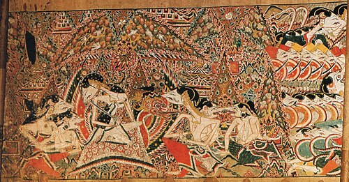 الأميرة سيكار تاجي في حديقة القصر تقترب منها كلانا، القرن السابع عشر