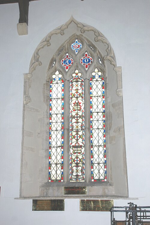 Rear arch around three lights at St Matthew's Church, Langford