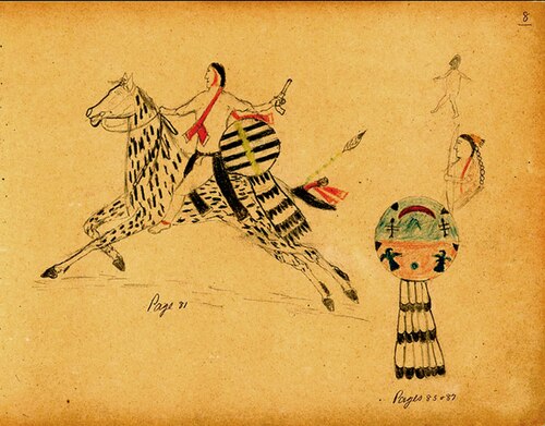 Work on Paper, by Arapaho painter, Carl Sweezy (1881–1953), 1904