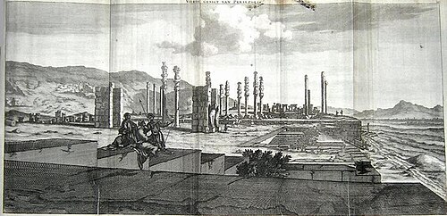 رسم تخطيطي لبرسبوليس من عام 1704 لكورنيليس دي بروين
