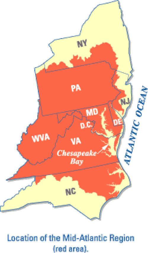 صحيفة حقائق صادرة عن هيئة المسح الجيولوجي الأمريكية حول المياه الجوفية في منطقة وسط المحيط الأطلسي