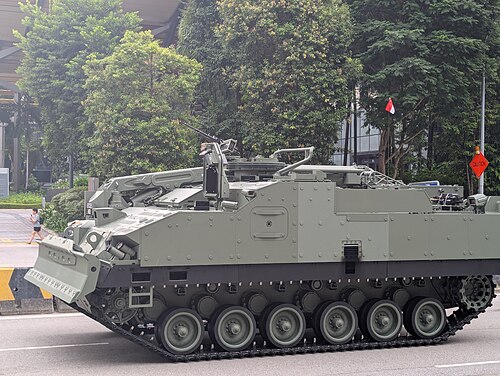 نسخة ARV من مركبة Hunter AFV في بروفة العرض العسكري بمناسبة اليوم الوطني لسنغافورة 2025