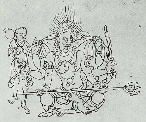 ماهاكالا برأس واحد وستة أذرع، من كتاب بيسون زاكي (別尊雑記)، وهو موسوعة يابانية للأيقونات البوذية