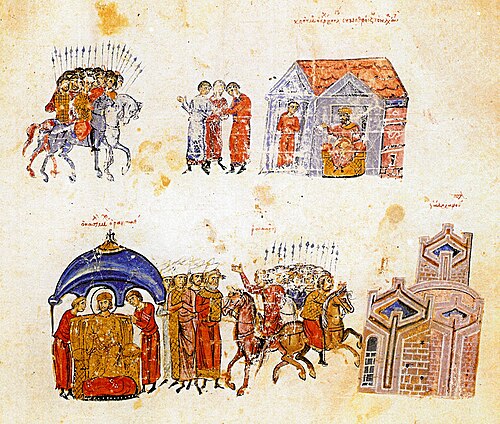 تستعد جيوش ميخائيل الأول (في الأسفل) وكروم (في الأعلى) للمعركة بعد فشل المفاوضات.