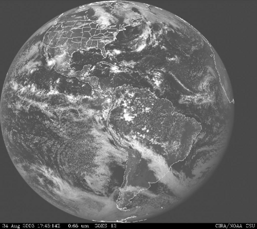 صورة الضوء المرئي من القمر الصناعي GOES-12.