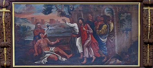 لوحة (Wulcken Jean-Baptiste، Guérison du possédé) في كنيسة Saint-Matthieu في Grand'rue في كولمار (Haut-Rhin، فرنسا)
