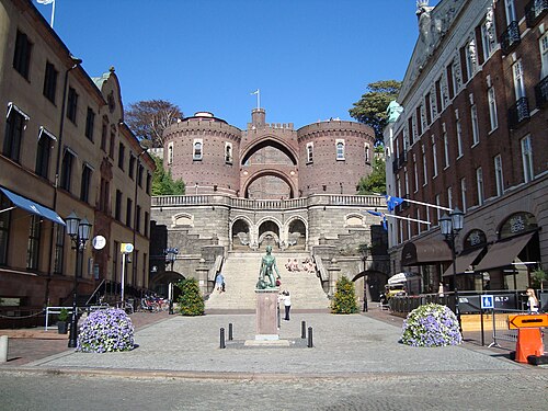 Steps leading to Kärnan, central Helsingborg, close by the water front.