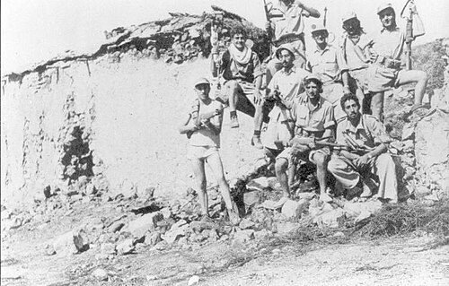 أفراد من الكتيبة الأولى، لواء يفتاح، في القباب بعد الهدنة الأولى. 1948