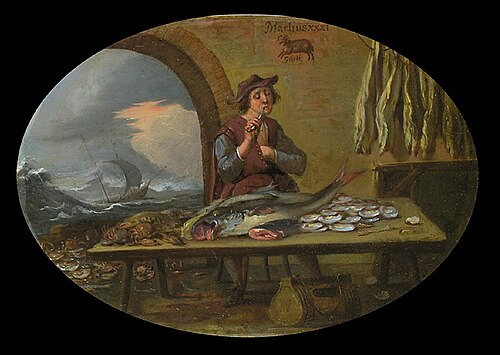 بائع السمك للفنان جان لودويك ووترز (1599–1663).