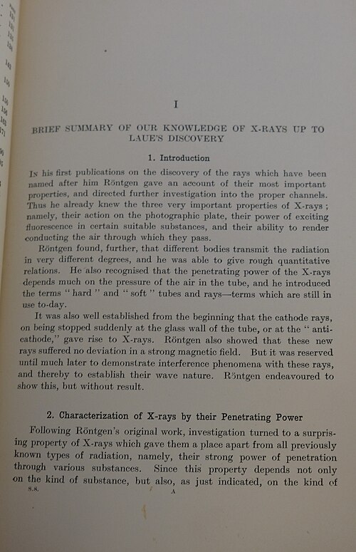 الصفحة الأولى من كتاب "مطيافية الأشعة السينية" (1925)