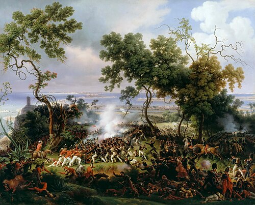 معركة شيكلانا، 5 مارس 1811 (1824) تصور القتال بين الجنود البريطانيين ذوي المعاطف الحمراء والقوات الفرنسية من أجل باروسا ريدج.
