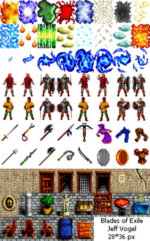ورقة الرسوم المتحركة للعبة الفيديو Blades of Exile
