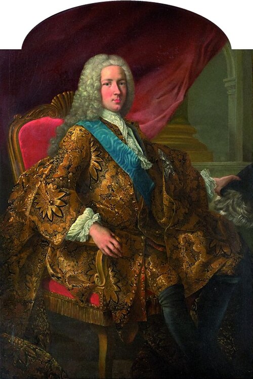 الكونت دي موريباس مرتدياً وشاح وسام الروح القدس، 1732-1735، مجموعة خاصة