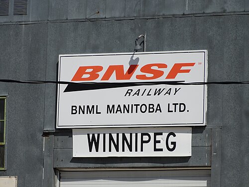 لوحة اسم محطة BNSF في وينيبيغ