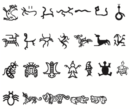 Symbols resembling animals