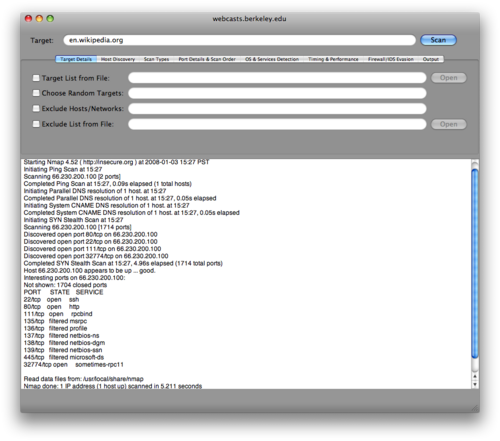 XNmap، واجهة مستخدم رسومية لنظام التشغيل Mac OS X