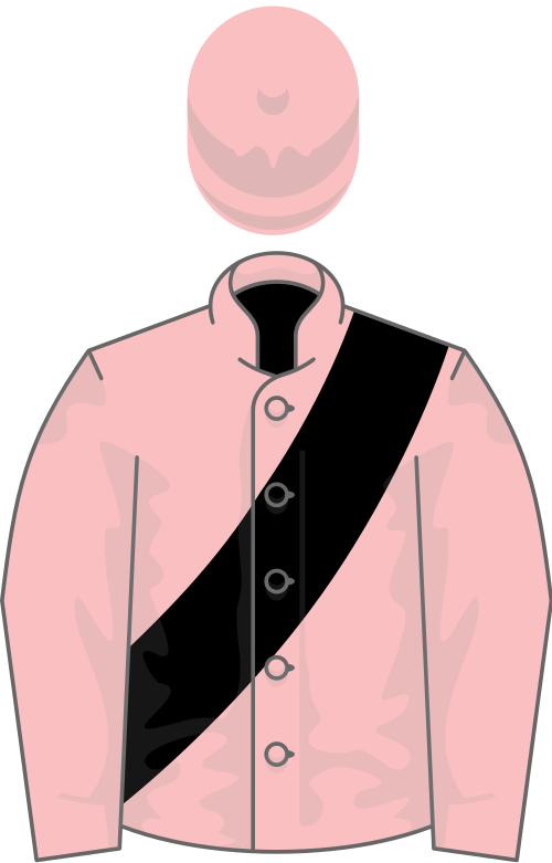 Pink, black sash, pink cap