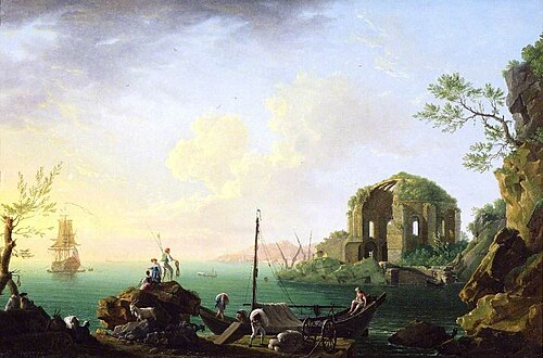 مشهد ميناء إيطالي، غروب الشمس (1770)