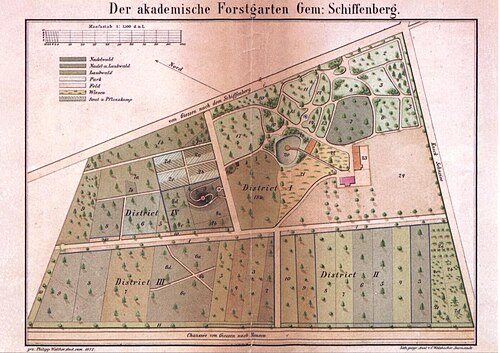 رسم تاريخي لـ Akademischer Forstgarten Gießen، 1877