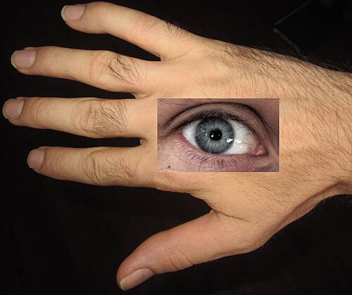 لصق نطاق الصورة التقليدي. هذه هي نتيجة لصق قيم البكسل مباشرة من B إلى A. يوجد خط فاصل واضح.