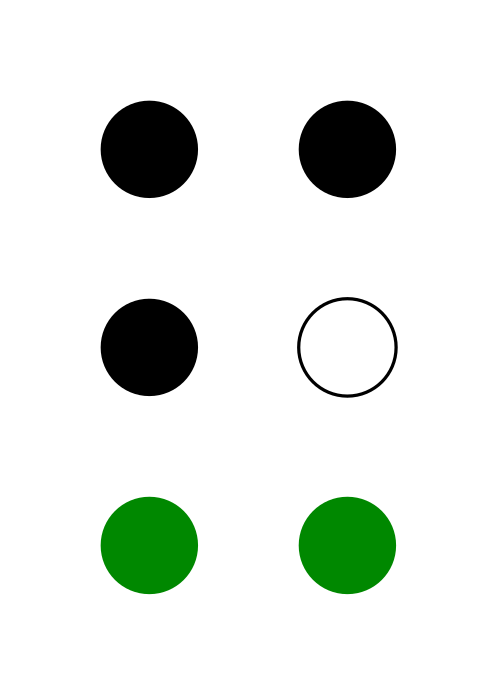 ⠯ (نقاط نمط برايل-12346)