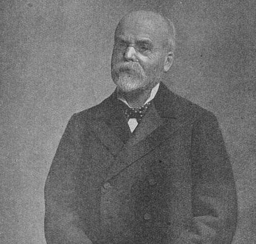 السير جون ريتشارد روبنسون (1828-1903)، محرر صحيفة "ذا ديلي نيوز" وعضو في حلقة من الصحفيين والمحررين في نادي الإصلاح في بال مول.