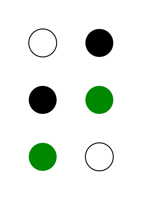 ⠞ (نقاط نمط برايل-2345)