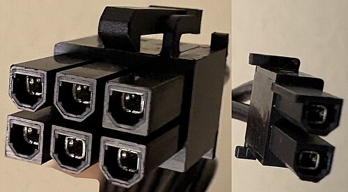 موصل ذو 6+2 سن (قابل للاستخدام كموصل طاقة إضافي PCIe 2x3 أو 2x4)