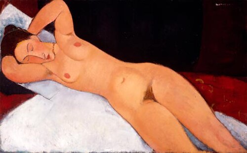 Amedeo Modigliani, Nude (Nu), oil on canvas, 73 × 116.7&nbsp;cm 1917