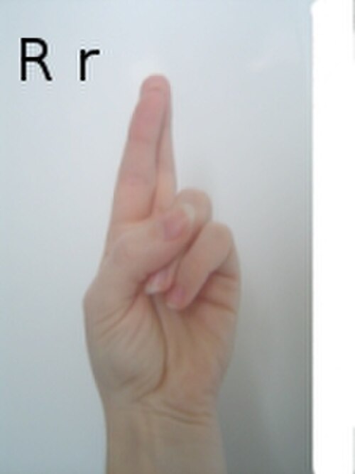 حرف "R" في لغة الإشارة الأمريكية