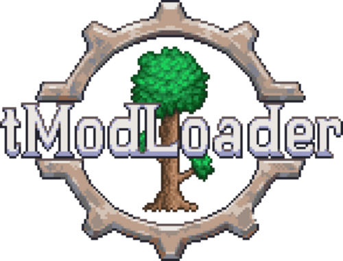 شجرة تتوسطها ترس مكتوب عليه tModLoader أفقيًا في منتصفها