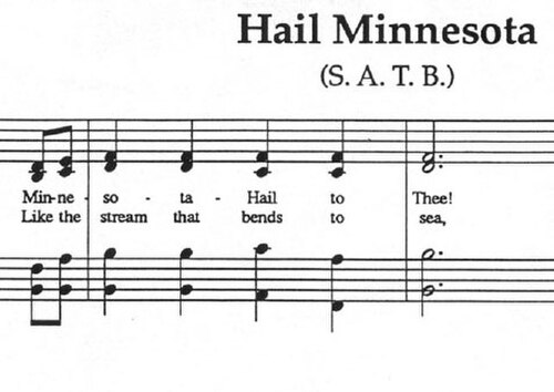 النوتة الموسيقية لأغنية "Hail! Minnesota"، الأغنية الرسمية للولاية