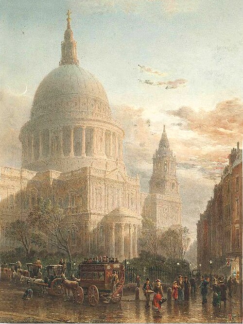 تم الانتهاء من بناء كاتدرائية القديس بولس (التي رسمها إدوارد جودال عام 1850) في عام 1710.