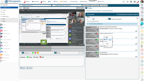 برنامج EGroupware smallPART في متصفح سطح المكتب