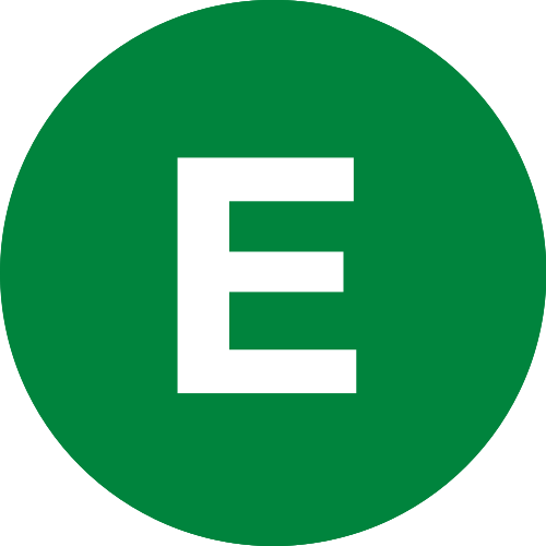 E (أبيض على دائرة خضراء)