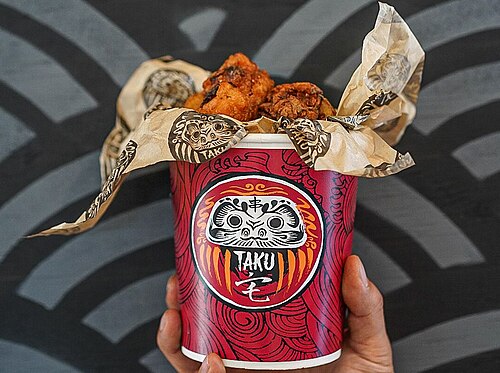 Container of twice-fried karaage
