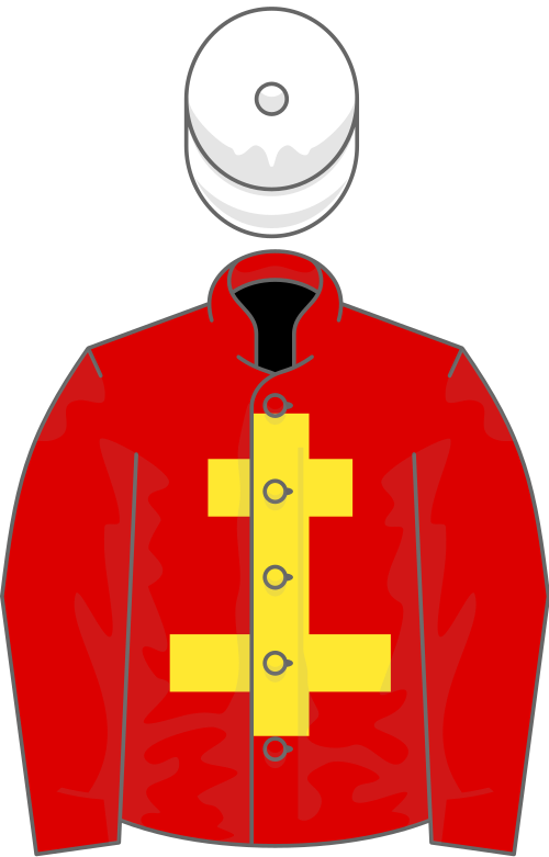 أحمر، صليب لورين أصفر، قبعة بيضاء