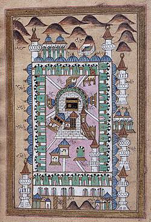 خريطة عثمانية تركية تعود لعام 1787 للمسجد الحرام والمواقع الدينية ذات الصلة، مثل جبل النور