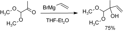 تفاعل CH3C(=O)CH(OCH3)2 مع H2C=CHMgBr
