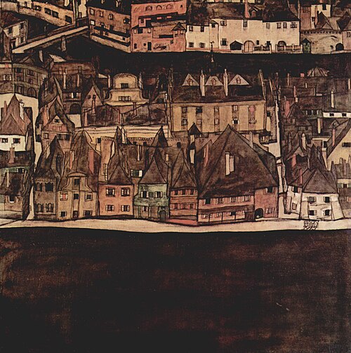 Die kleine Stadt III، 1912–1913، منظر لمتحف كروماو آن دير مولداو ليوبولد، فيينا