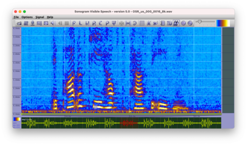 مخطط الطيف (تم إنشاؤه باستخدام برنامج Sonogram visible Speech المجاني).