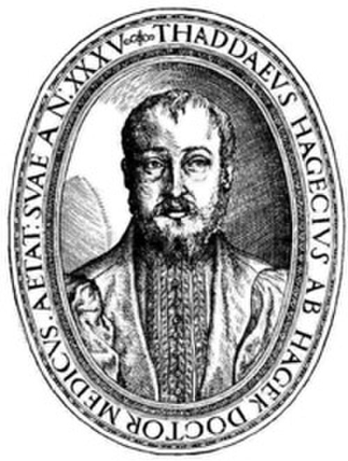 هاغيسيوس (1525-1600)، عالم فلك وعالم طبيعة وطبيب شخصي للإمبراطور رودولف الثاني، الذي دعا براهي وكبلر في براغ للتعاون العلمي