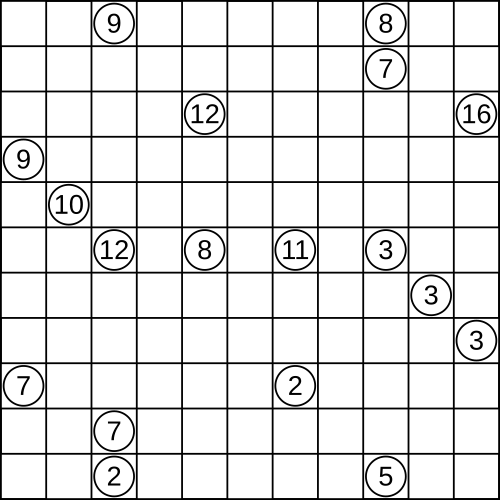 لغز كوروماسو على شبكة 11 × 11