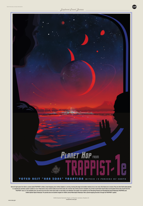 رحلة بين الكواكب انطلاقاً من TRAPPIST-1e – تم التصويت لها كأفضل وجهة سياحية "لمنطقة سكنية" ضمن نطاق 12 فرسخ فلكي من الأرض