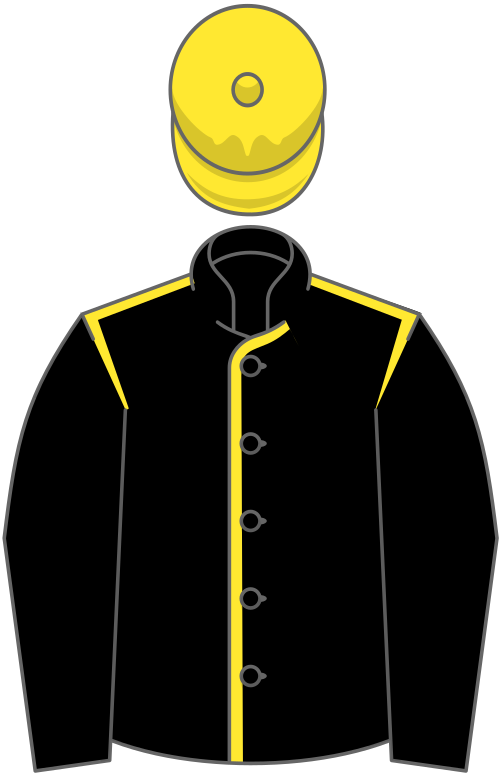 Black, yellow seams on body, yellow cap
