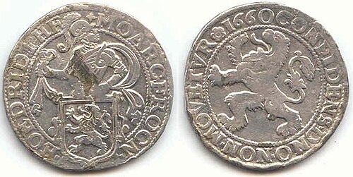 leeuwendaalder، أو thaler الأسد، 1660، يصور أسدًا، وهو أصل كلمة "Lev" البلغارية، و"Leu" الرومانية، و"Leu" المولدوفية.