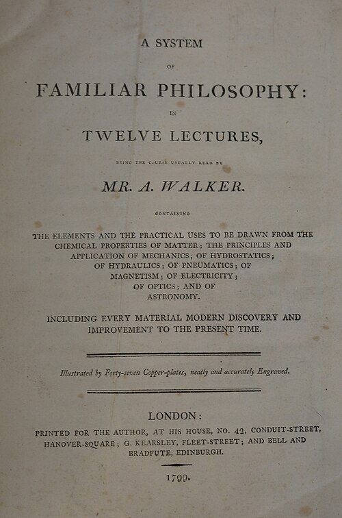 صفحة العنوان لكتاب "نظام الفلسفة المألوفة" (1799)
