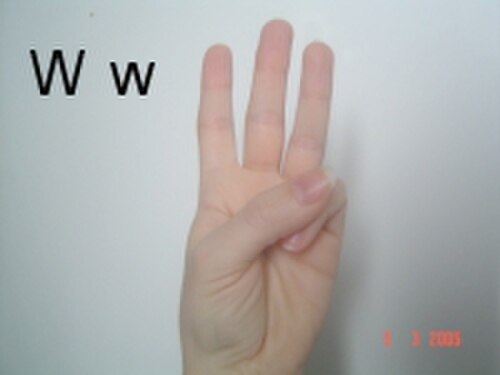 حرف "W" في لغة الإشارة الأمريكية